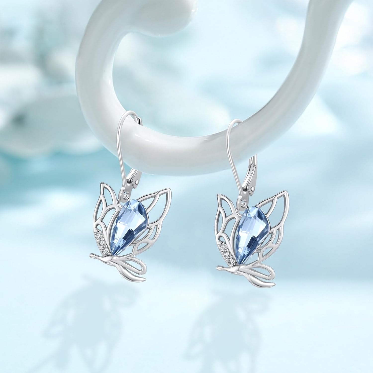 Butterfly Earrings for Women 925 Sterling Silver Butterfly Dangle Earrings Butterfly Jewelry for Girlfriendm - Image 3