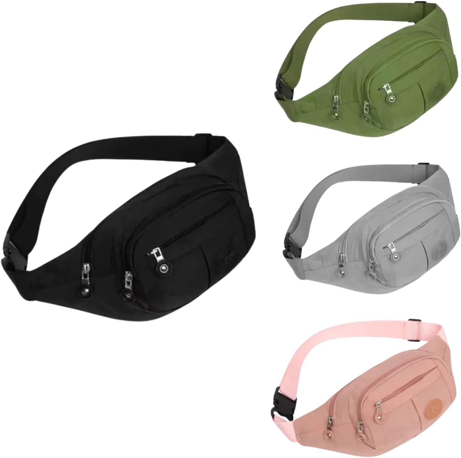Pochete Esportiva Masculina/Feminina com Múltiplos Bolsos – Bolsa de Cintura Transversal Ideal para Caminhadas, Viagens e Uso Diário – Alça Ajustável - Design Moderno Leve Resistente (PRETO)