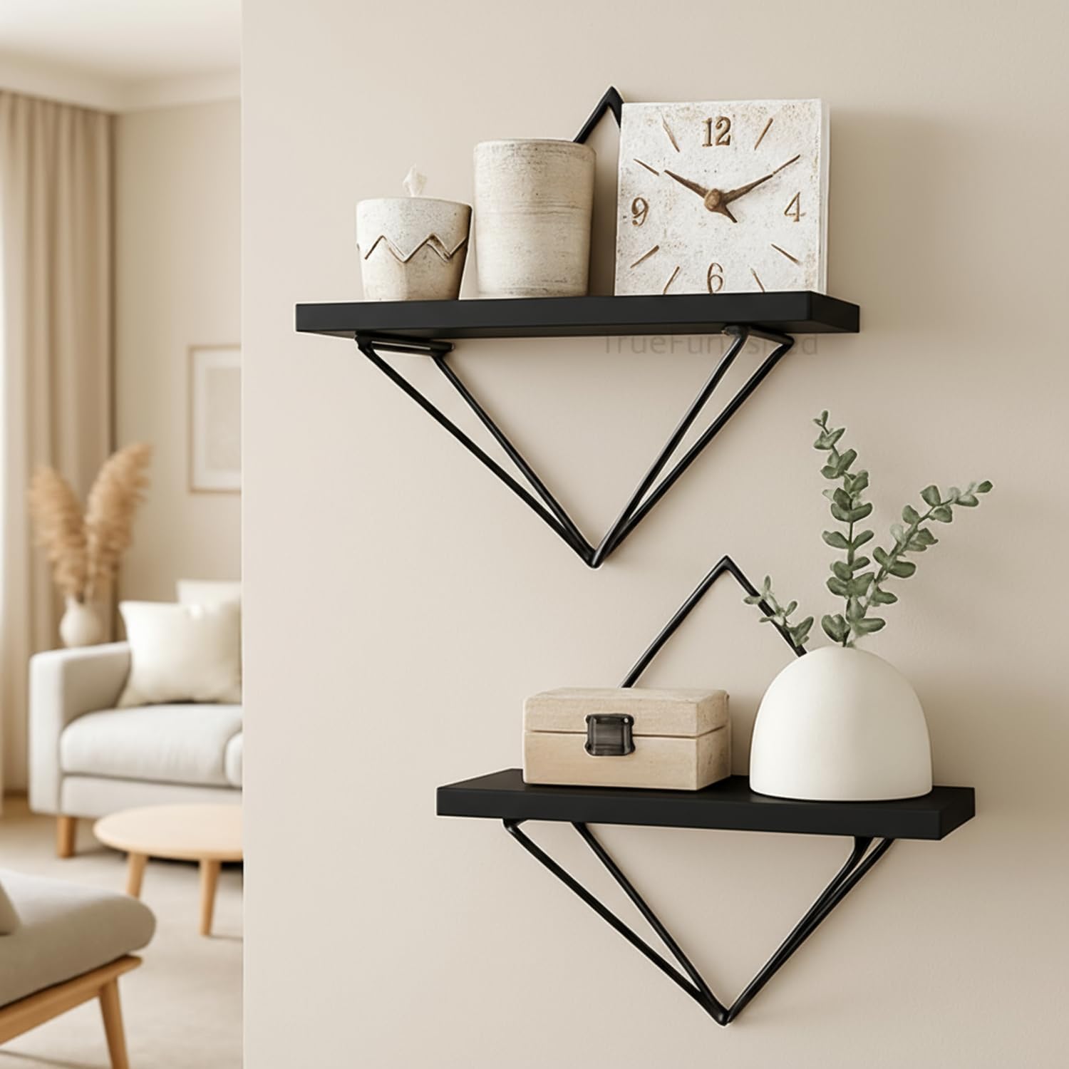 Set Top Box Stand WiFi Router Holder Floating WWall Shelves for Living Room Floating Shelf for Wall Mounted for Home Office KidsRoom Bathroom Decorative Display Rack-Black-image-42