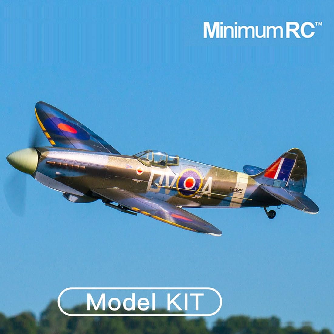 MinimumRC Spitfire MK XV 2.4G 5CH RC Samolot dla dorosłych do latania, przyjazny dla początkujących Warbird ze stabilnym lotem, latanie na zewnątrz, prezenty dla entuzjastów RC (zestaw RTF)