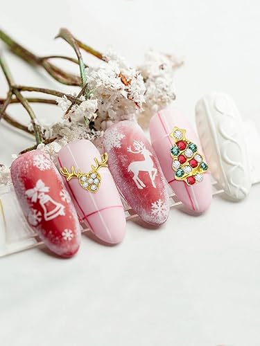 Miniatura 7 de 60 piezas de diamantes de imitación de Navidad para arte de uñas, aleación 3D, dijes de campana, diamantes de nieve, joyas de Navidad, gemas de Papá