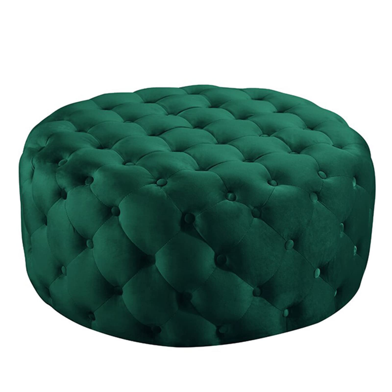 Tabouret repose-pieds multifonctionnel rond en velours vert 70x40cm
