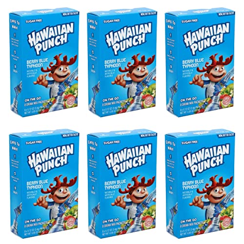 Hawaiian Punch Sugar-Free Berry Blue Powdered Drink Mix 6 Count Of 8 Packets Each For Total 48 Sticks Bundle Packaged By D'elite Box #TOP1