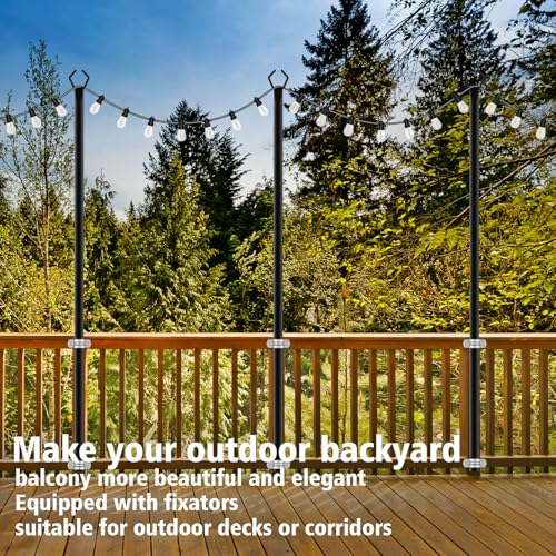 zoegi 10 Pack 10Ft String Light Poles,Light Poles for Outside Lights with Fork,Outdoor Brackets Hanging Lights,Metal Stand for Deck Patio,Backyard,Wedding,Deck,Party by zoegi - Image 4