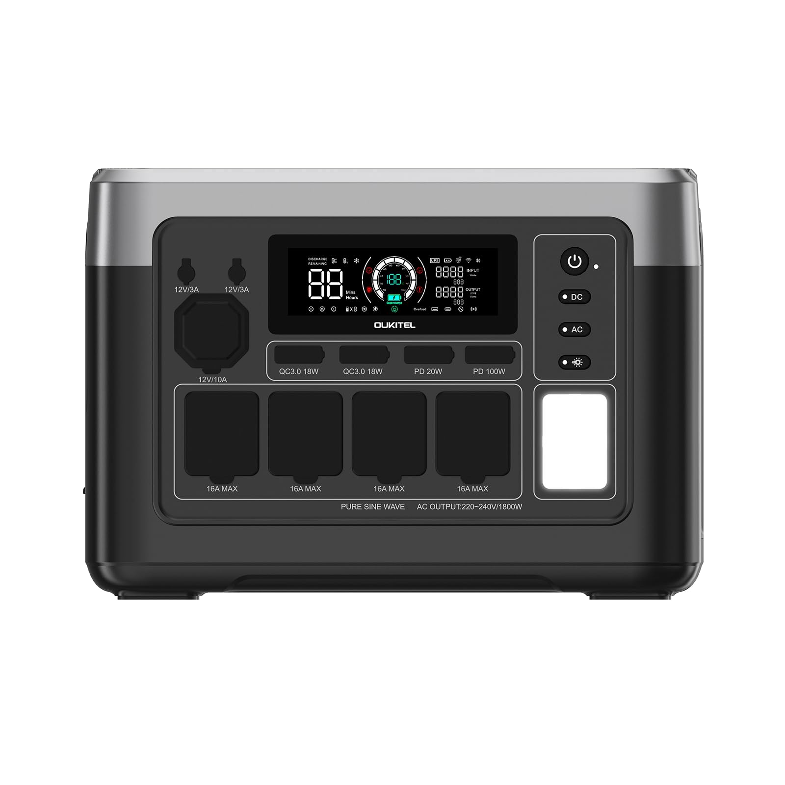 OUKITEL P1000 PLUS Estación de Energía Portátil 1024Wh Generador Solar 1800W Fuente de Reserva 0,01S Batería Hierro Fosfato Corte Corriente Autocaravana