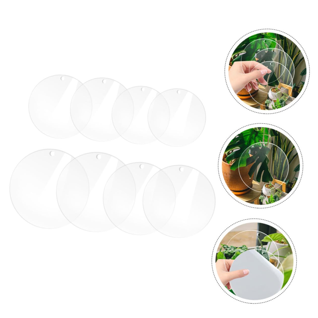 Angoily 8pcs Transparent Acrylic Discs Clear Round Blanks with Holes for DIY Craft Projects Thick Panels for Art Decorations