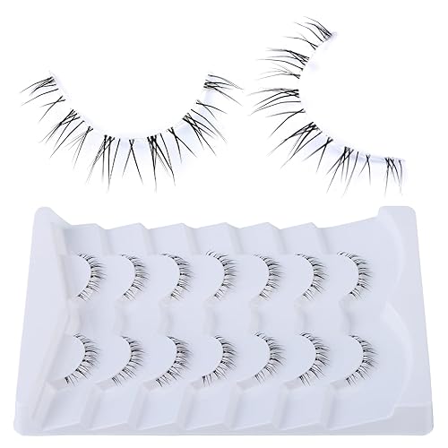 Miniatura 2 de outopen 7 pares de pestañas inferiores con banda transparente, aspecto natural, estilo manga japonés, con pinchos, anime, pestañas inferiores