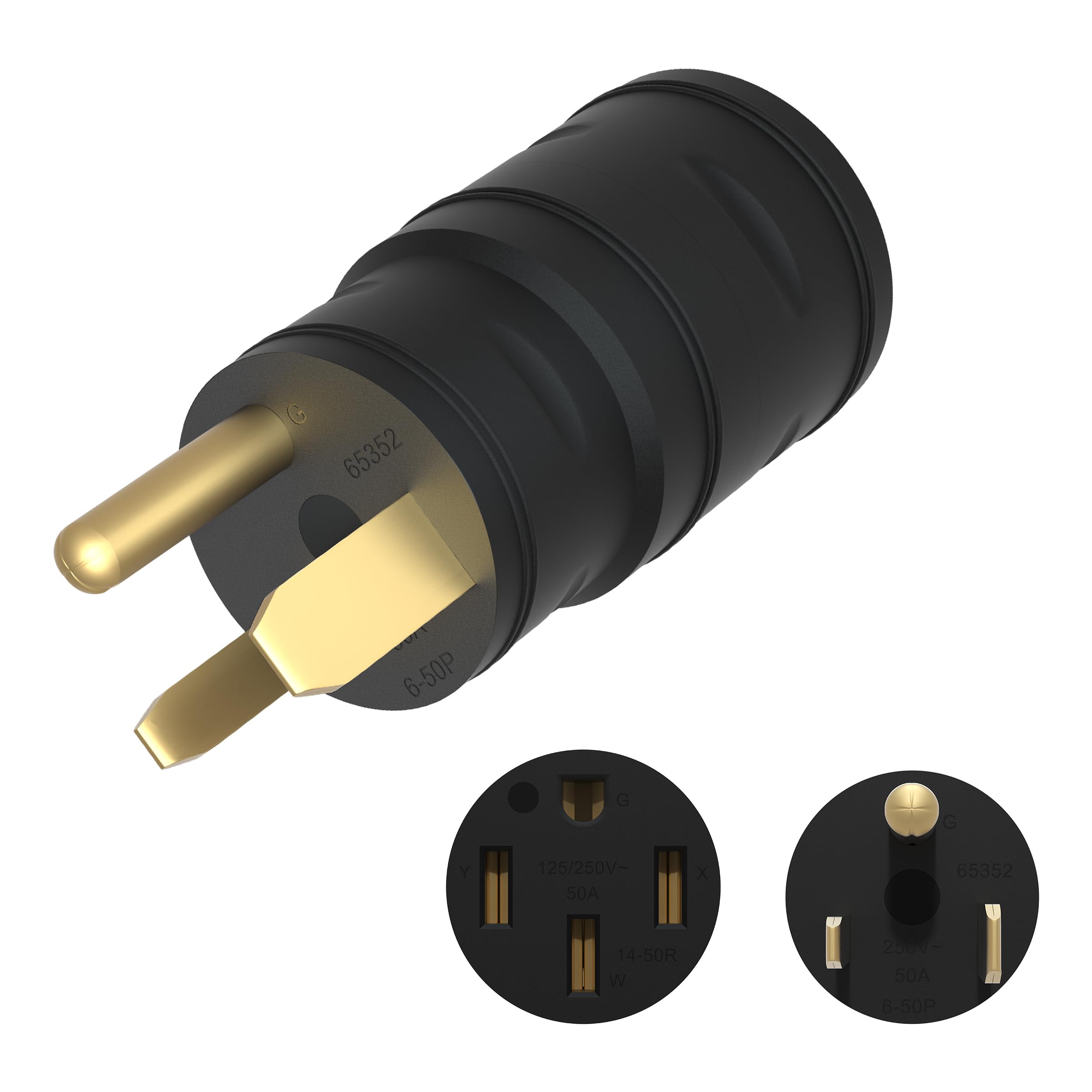 ENERLITES NEMA 6-50P to 14-50R Compact Adapter, 3 Male to 50 Amp 4-Prong Female Power Cord Adapter, 50A, 240VAC, 65352, Black-image-12