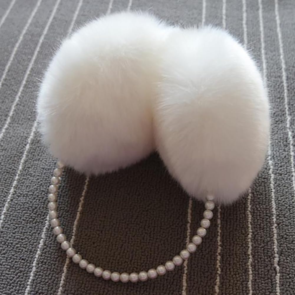 Soft Plush Earmuffs Outdoor Ear Warmers Furry Ear Muffs Cute Warm Ear Cover Winter Ear Protectors Cold Weather Fluffy Earmuffs with Pearl Headband Black