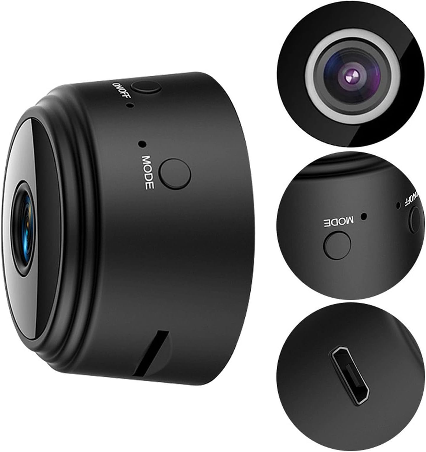 PUSOKEIHome Security Camera, 1080P HD Door Camera, HD Wireless Smart WiFi Camera for Surveillance, Pet Camera for Room, Baby Dog (Black)