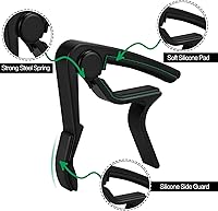 Vista 4 de Guitar Capo Guitar Tuner Set, Guitar Accessories, Including Guitar Capo Guitar Tuner Guitar Picks and Guitar Pick Holder, for Guitar Players and