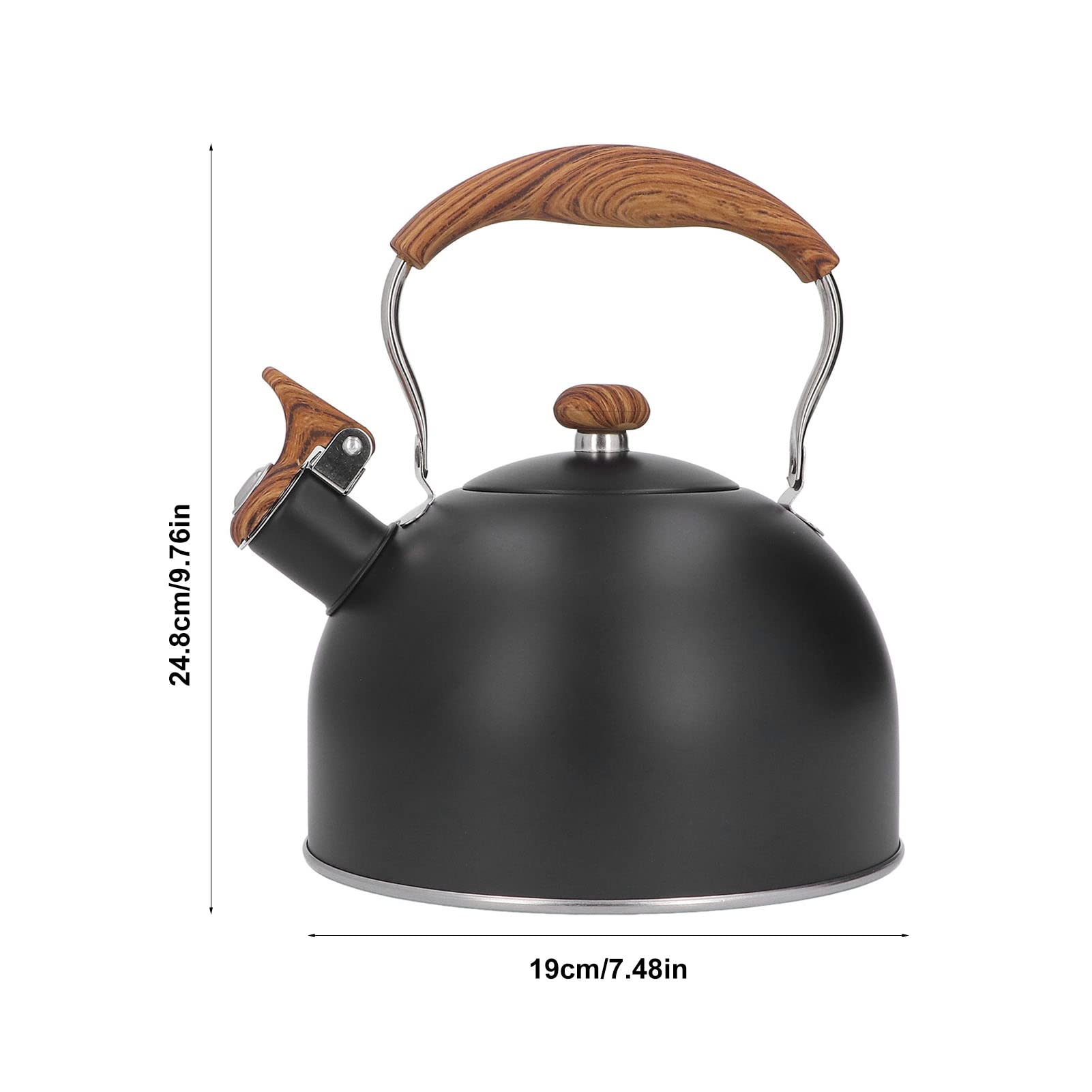 2.5L Sifflement Thé Bouilloire En Acier Inoxydable Bois Motif Poignée pour Thé Café Lait Eau