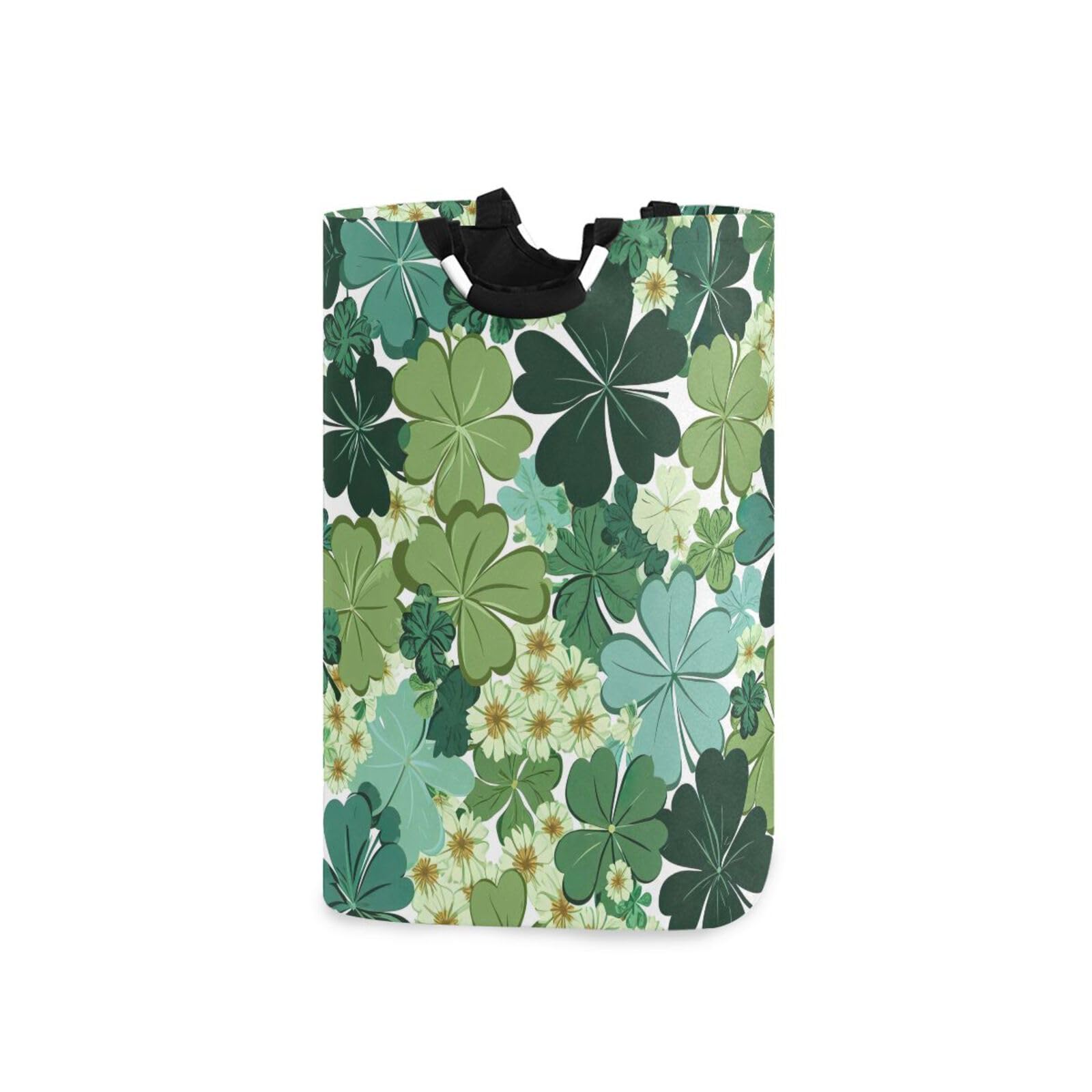 Jihqo Laundry Hamper Basket St Patrick's Clover Pattern Collapsible Nursery Storage Bin Waterproof Clothing Baskets for Home Bedroom Bathroom Washing Room