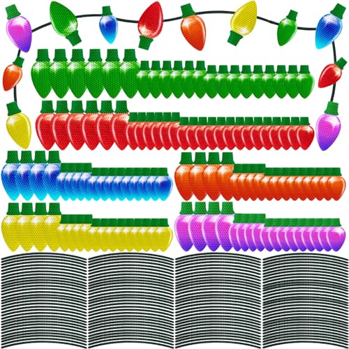 Image of 240PCS Christmas Car Refrigerator Decorations - 115 Reflective Bulb Light Shaped Magnets 125 Magnetic Wires Ornaments Set Xmas Holiday Cute Decor