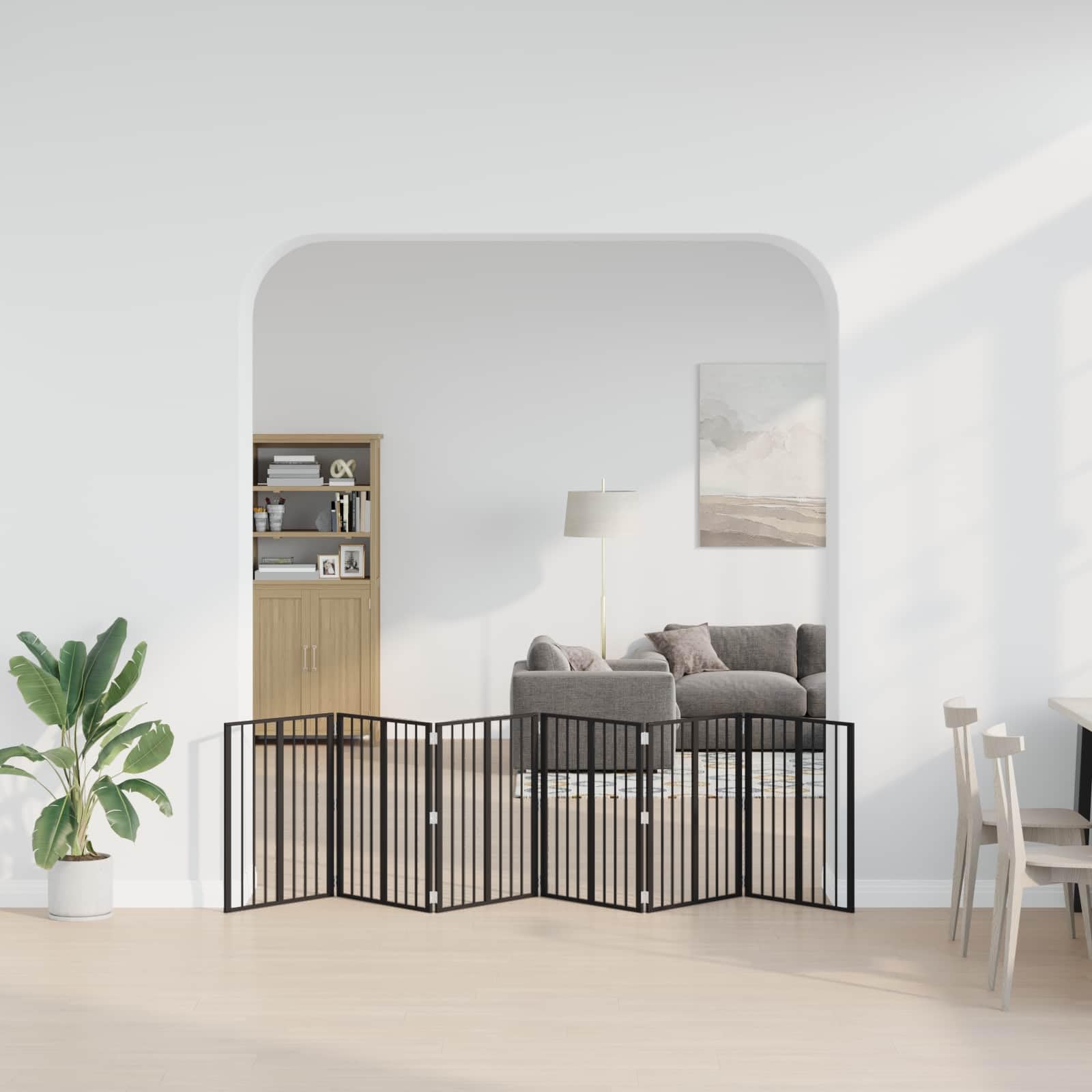 Puerta para perros, 6 unidades, color negro, 60 x 80 cm, acero galvanizado, plegable, con paneles de rejilla para caño de cachorros y perros en el jardín, terraza, patio, protección segura