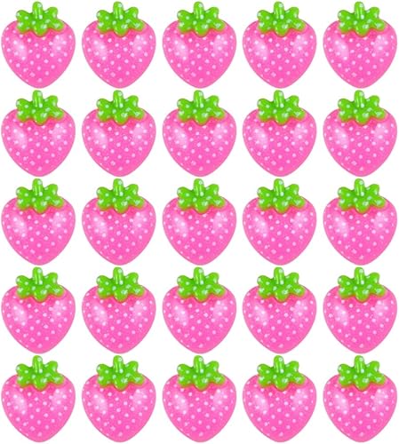 Miniatura 7 de Accesorios de decoración de resina, 25 piezas de parches de resina para bricolaje, accesorios de fresa, parches de frutas simulados DIY 3D,