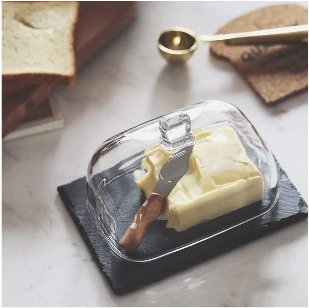 Butter Dish Dish with Lid - Japanese Style Glass Kitchen Container, Butter Paste Dish Seasoning Dish Kitchen Tableware Supplies Kitchen Gift,