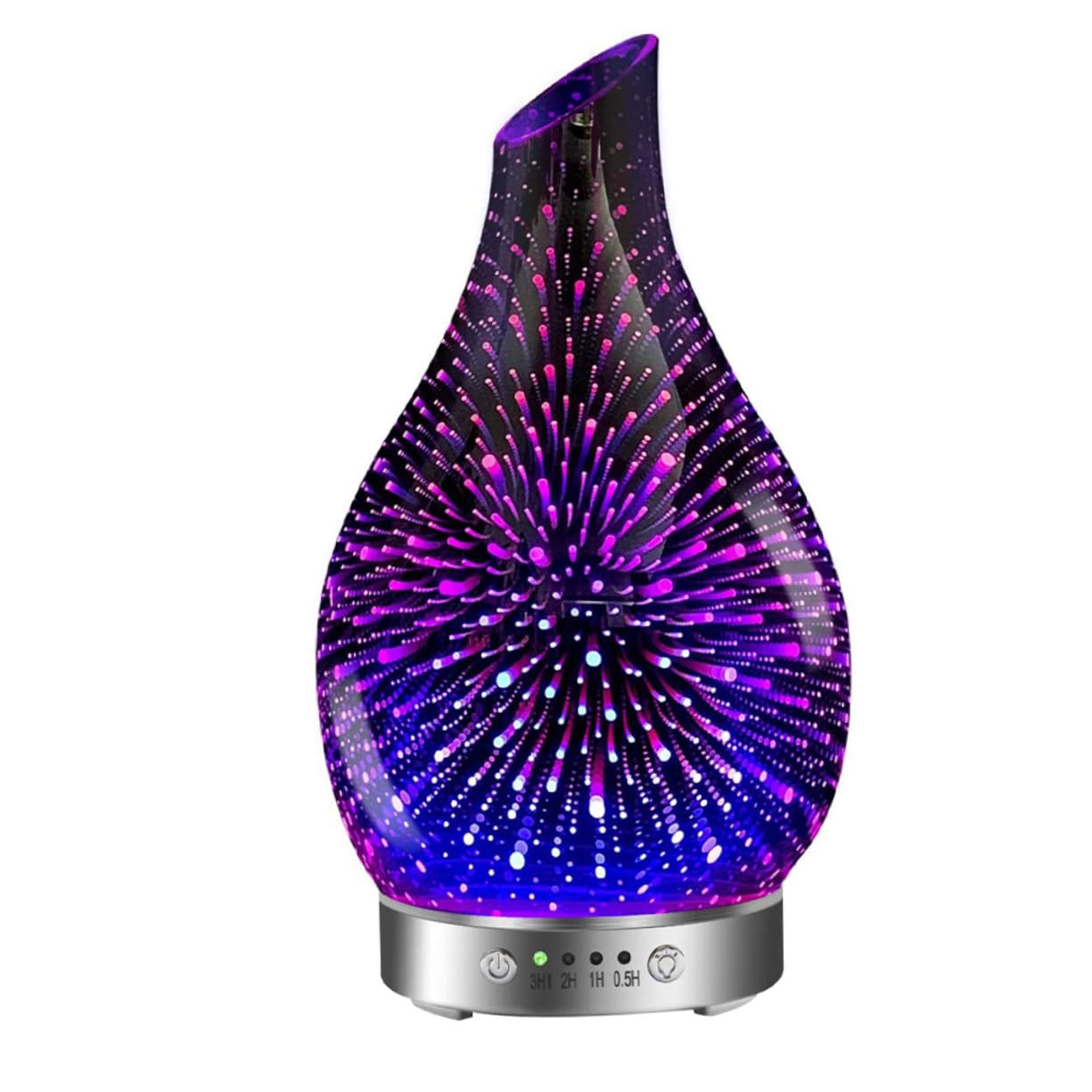 Difusor de Aceites Esenciales de Vidrio Púrpura 3D, 1 L | Abs y Pp, Tecnología de Reducción de Ruido, para Salas de Reunión y Spa