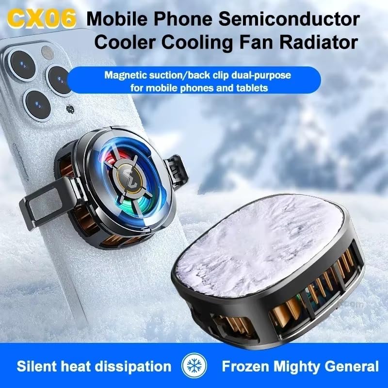 Image of BKN Fast Ultra Cooling Mobile AC Fan Magnetic Radiator | Mobile Cooler USB Powered Fan Cooling Radiator Game Cooler -3 degree for Mobile Phone Gaming, Live Streaming (CX06 fan)