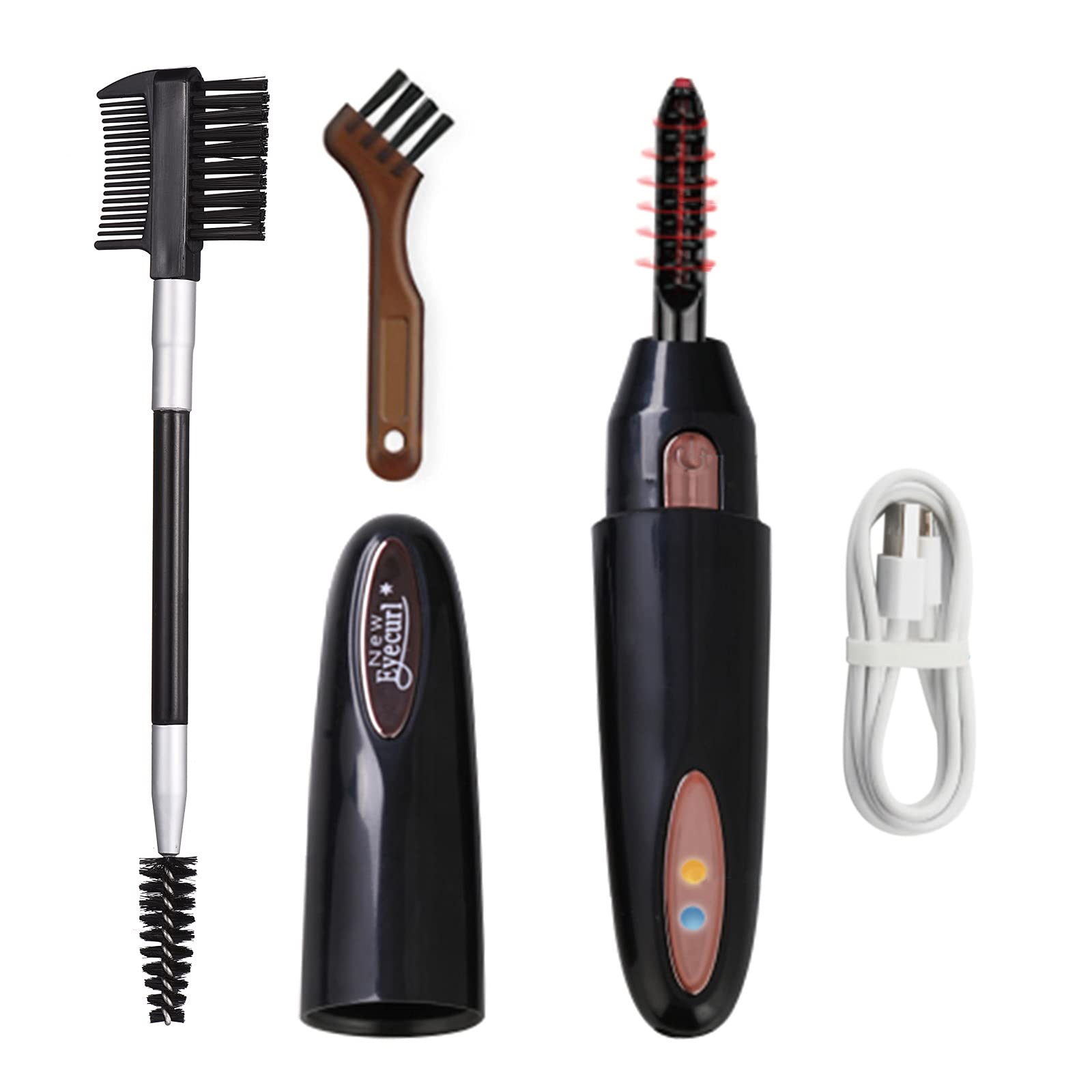 Electric Eyelash Curler Heated Eyelash Curler Smart Eye Lash Curling Clip with 2 Temperature Modes Adjustable Eyelash Mascara Brush Quick Heating USB Natural Long-lasting Eye Beauty