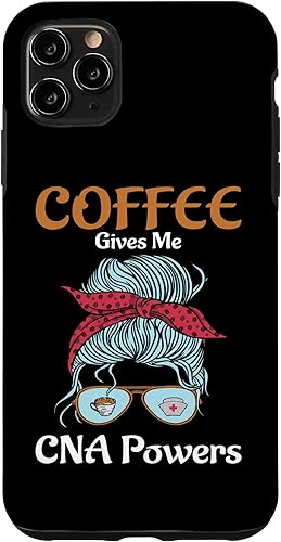 Funda para iPhone 11 Pro Max Nurse Aide Coffee Gives Me CNA Powers Healthcare Worker