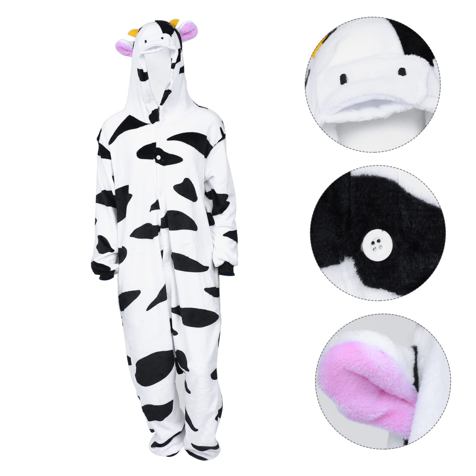 BESTYASH Pigiama Intero da Donna e Uomo in Flanella a Mucca Cartoon | Tuta Morbida e Traspirante, per Cosplay e Spettacoli, Stile Unisex Molto Caldo