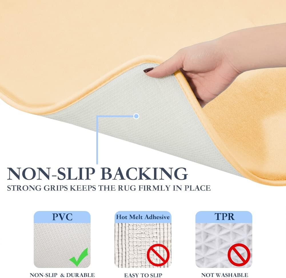 SONORO KATE Memory Foam Bathroom Rugs, Soft and Non-Slip Bath Rugs, Machine Washable Bathroom mats, Super Absorbent Velvet Bath Mats，Easier to Dry for Bathroom Floor Rugs (Beige, 36"×24") : Home & Kitchen