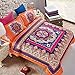 Wake In Cloud - Hippie Comforter Set, Boho Bohemian Moroccan Retro Mandala, Soft Lightweight Bedding, 3 Pieces, Orange Purple, King Size