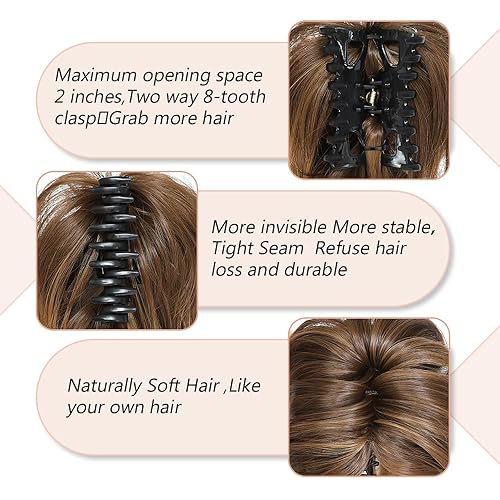 Miniatura 3 de Moño desordenado para el cabello con clip de garra, moños para el cabello para mujer, mezcla marrón claro