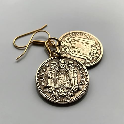 Miniatura 3 de Spain España 1 Peseta Spanish coin earrings escudo Español Madrid Barcelona Sevilla Málaga Córdoba Valencia Granada Zaragoza Toledo Cadiz Bilbao