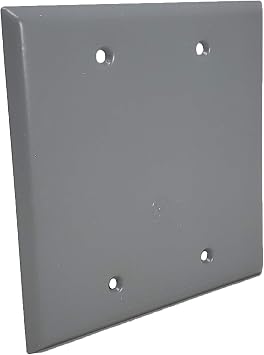 Sealproof 2-Gang Metallic Blank Weatherproof Outlet Cover, UL Listed, Gray