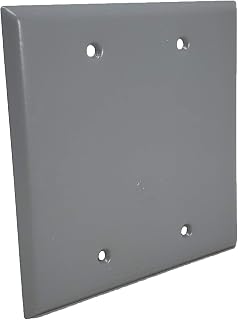 Sealproof 2-Gang Metallic Blank Weatherproof Outlet Cover, UL Listed, Gray