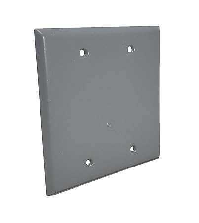 2-Gang Metallic Blank Weatherproof Outlet Cover, UL Listed, Gray