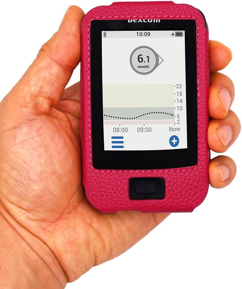 Fitted Leather Case W/Screen Protector (Includes Lanyard) for Dexcom Receiver G6 CGM (HOT Pink) - Image 4