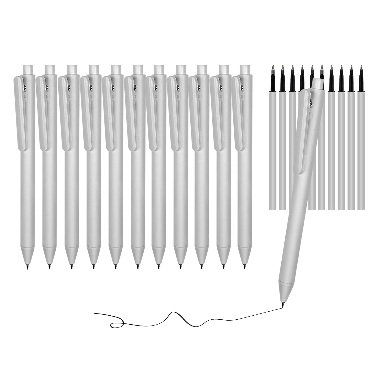 D dDraw 12 Pcs Retractable Gel Pen, 0.5mm Ballpoint Pen, Clip for Easy Carrying Black Ink