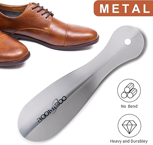 Miniatura 2 de BOOMIBOO Paquete de 2 cuernos de metal para zapatos, duraderos de 7.5 pulgadas con mango ergonómico, cuernos de zapatos aptos para viajes