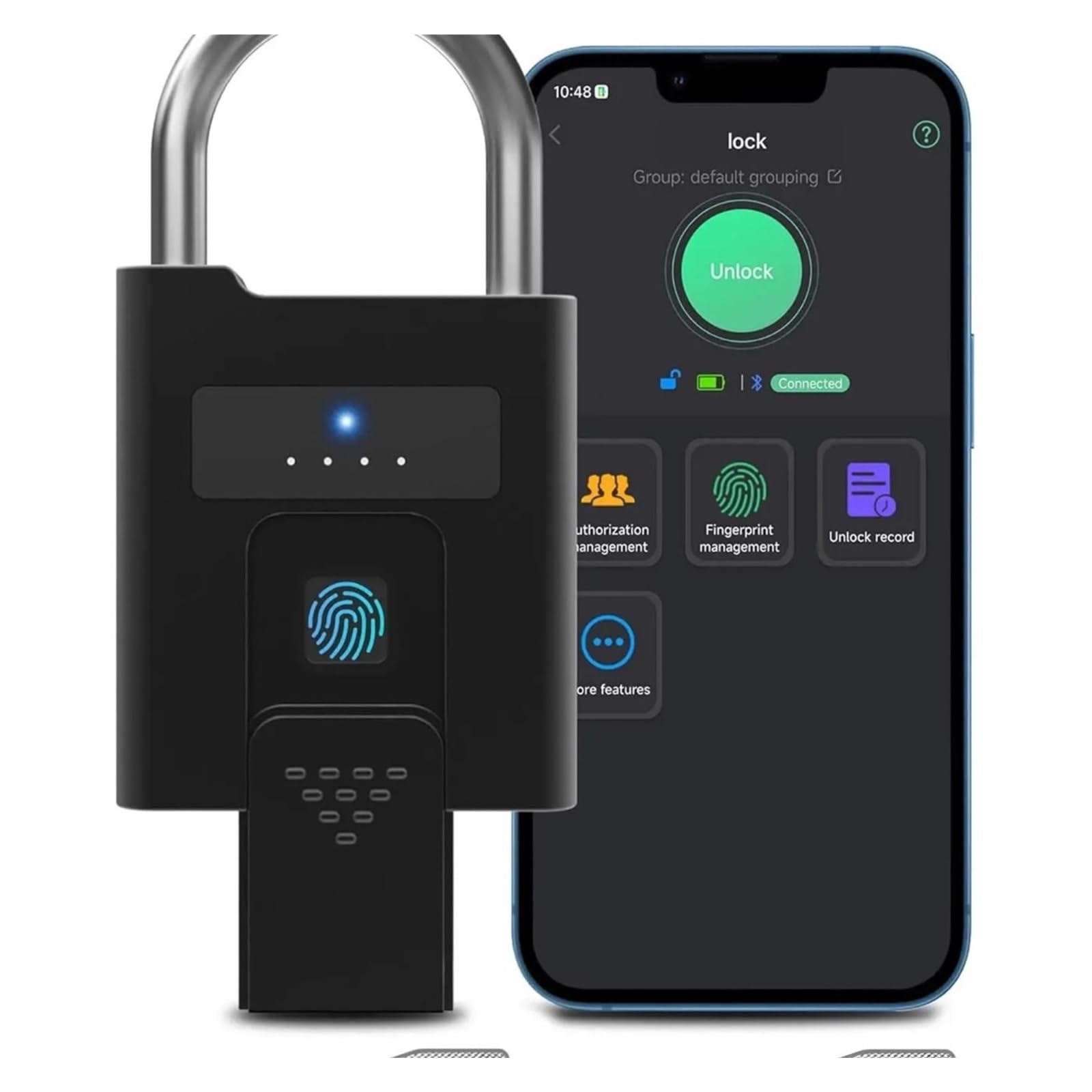 Inteligentny zamek do drzwi, Odporna na warunki atmosferyczne inteligentna kłódka Bluetooth odcisk palca z zapasowym kluczem biometrycznym zamkiem cyfrowym