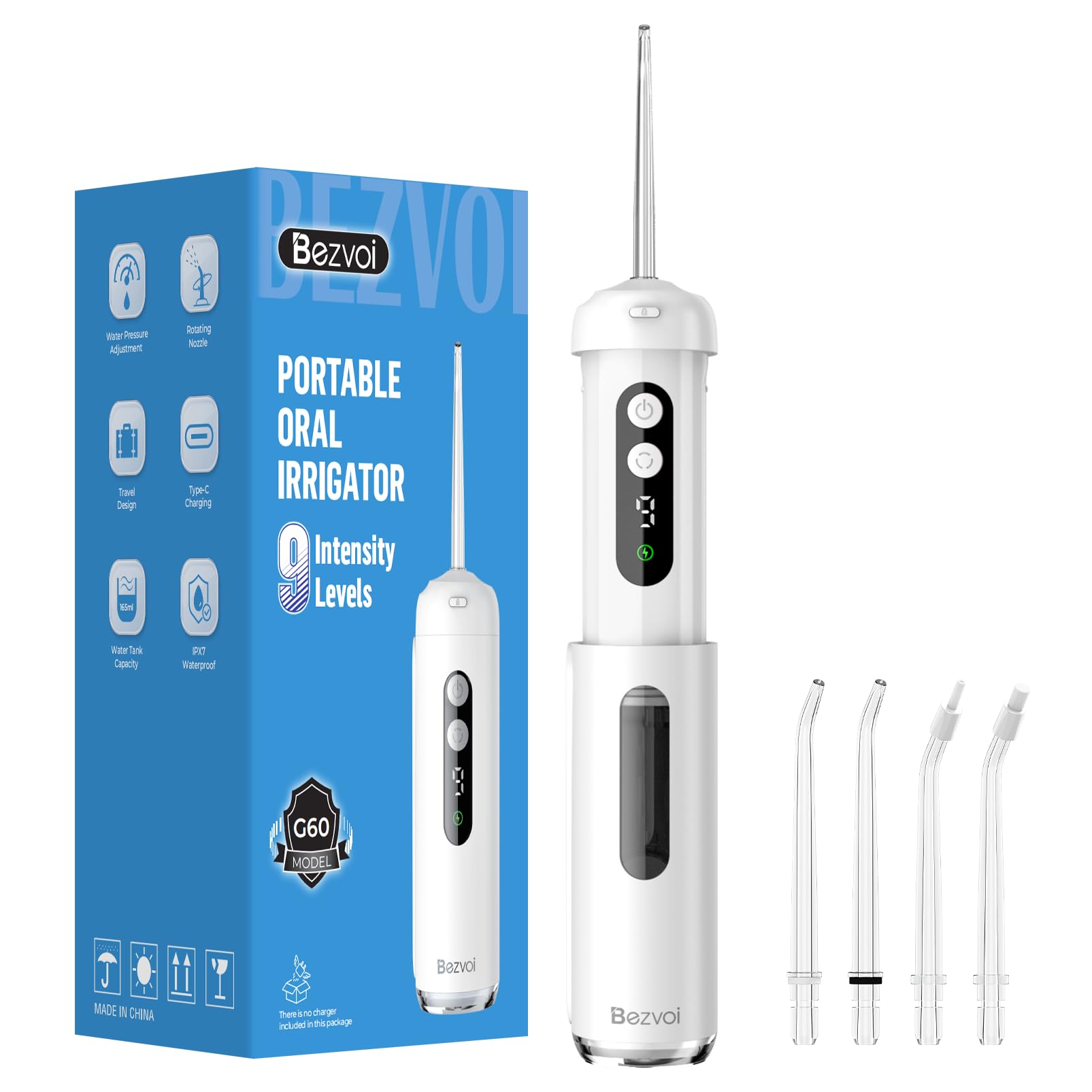 Bezvoi Mini idropulsore orale, portatile e compatto, 9 modalità, serbatoio dell'acqua rimovibile, facile da pulire, impermeabile IPX7, elettrico, ideale per apparecchi dentali e cura delle gengive
