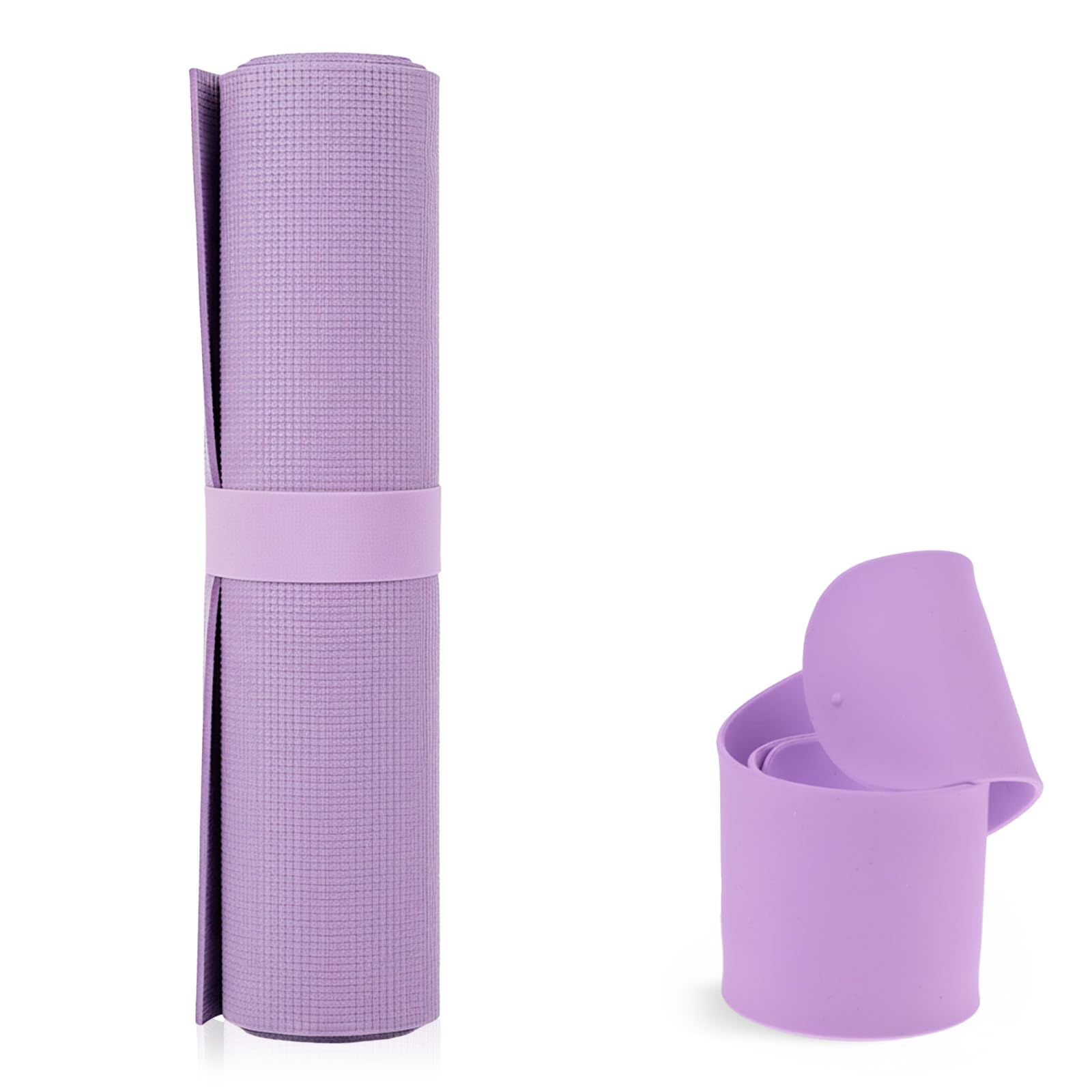 APLZGMG Yoga Mat Strap, One Snap Yoga Mat Slap Band for Keep Mats Tightly Rolled, Elastic One Snap Straps Band Fits Most Size Workout, Exercise, and Pilates Mats(20" L x 2" W, Light Purple)