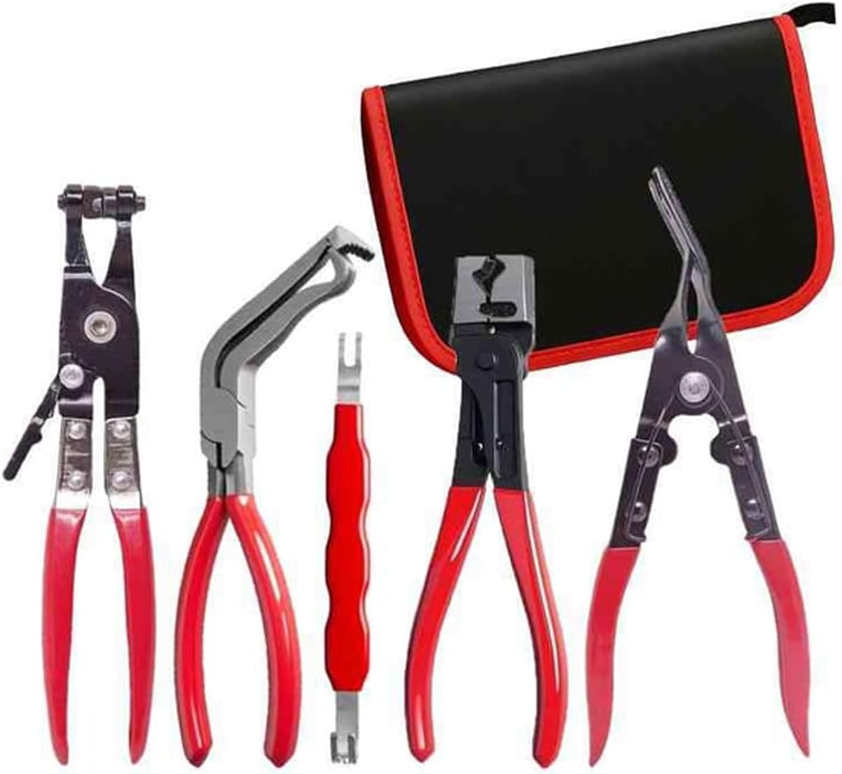 Professional Hose Clamp Kit, Pliers Set - Complete Fuel Line Tool Kit with Hose Removal Pliers & Clip Tools for Automotive Maintenance (5 in 1 Set)