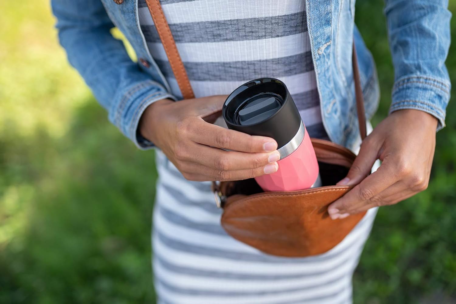 Emsa N21604 Travel Mug Compact Thermo/Insulated Stainless Steel Mug 0.3 Litres Hot 4 Hours Cold 8 Hours BPA Free 100% Leak Proof Dishwasher Safe 360° Drinking Opening Coral Red image 5