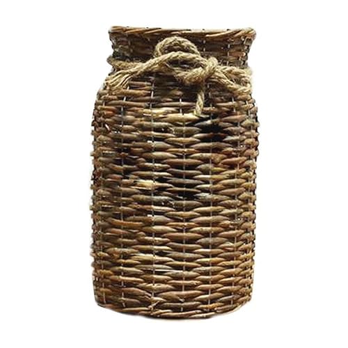 Wicker Vase for Decor, 12'' Wood Basket Vases Brown Rustic