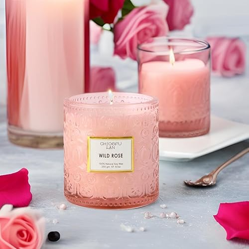 Miniatura 4 de Chloefu LAN Vela de Rosa Silvestre, Velas de Regalo para el Día de la Madre para Mujeres, Vela de Lujo en Frasco para Aromatizar el Hogar, Cera de