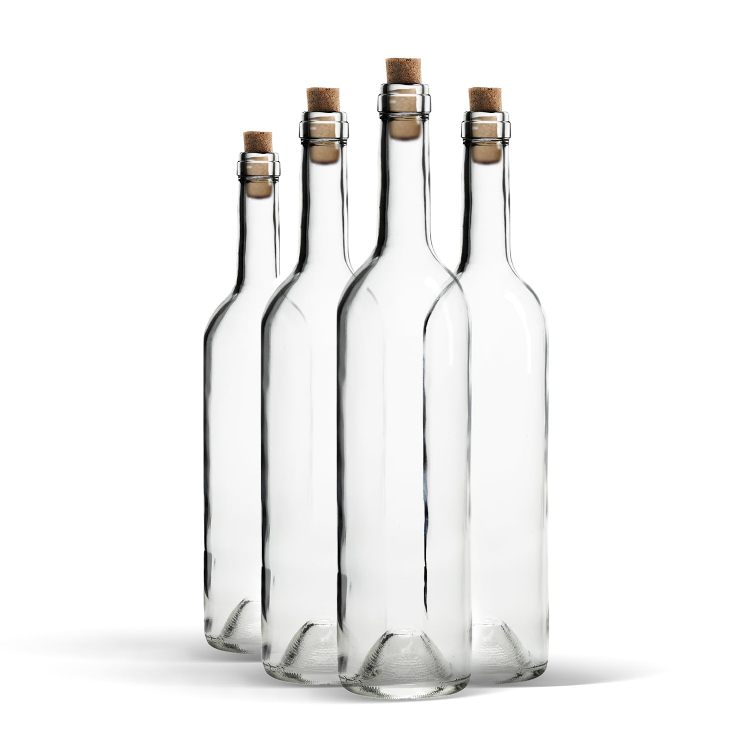 Bouteille 750ml Bordeaux 32 pièces avec bouchon - Bouteilles de vin vide pour brasserie à la maison - Boîte de rangement pour boissons - Décoration de service - En verre transparent