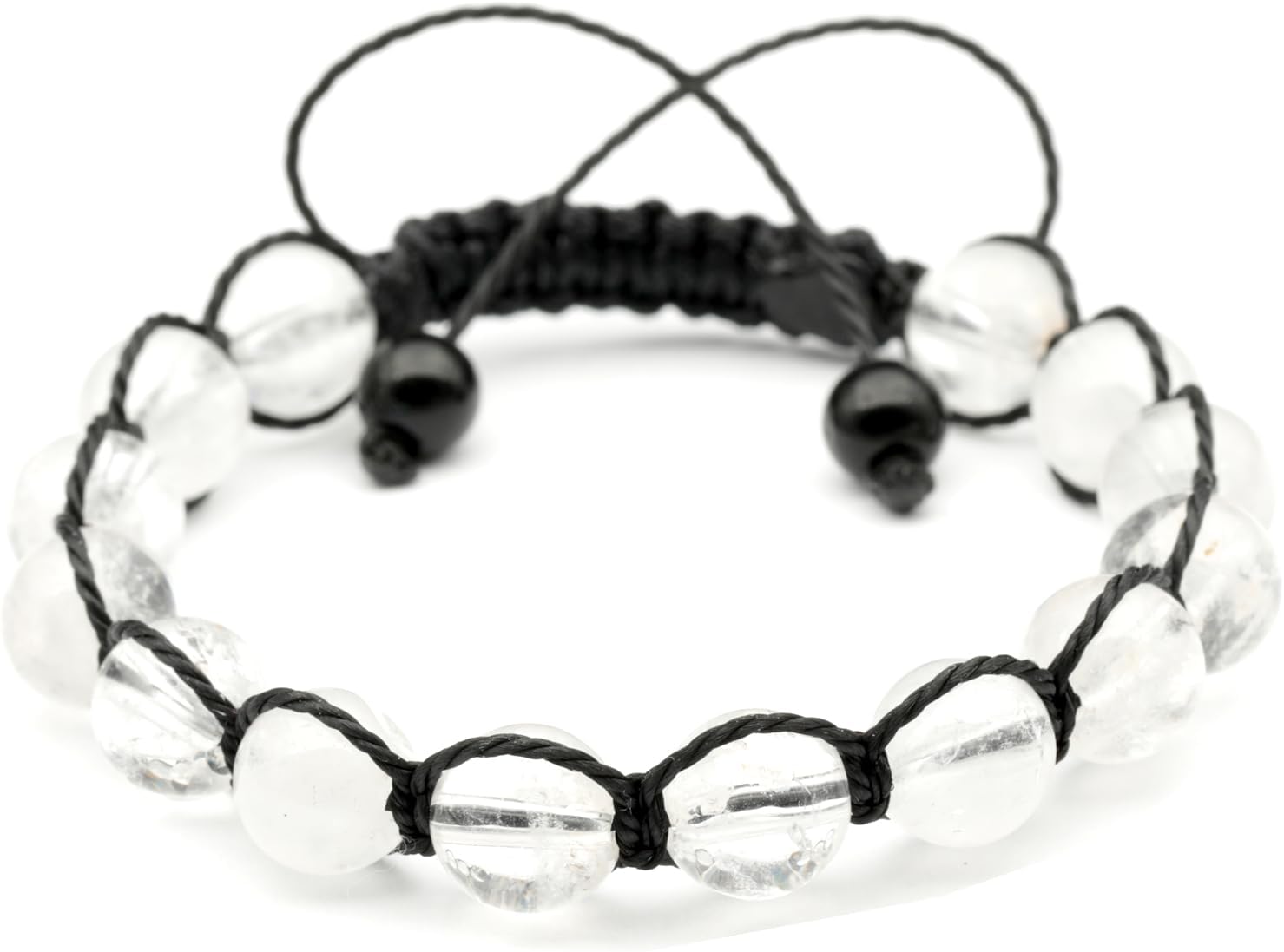 ElisaJewelryArt - Natural Black Onyx Beaded Bracelet Genuine Gemstone Strenght Crystal Macrame Bracelet Unisex Bracelet