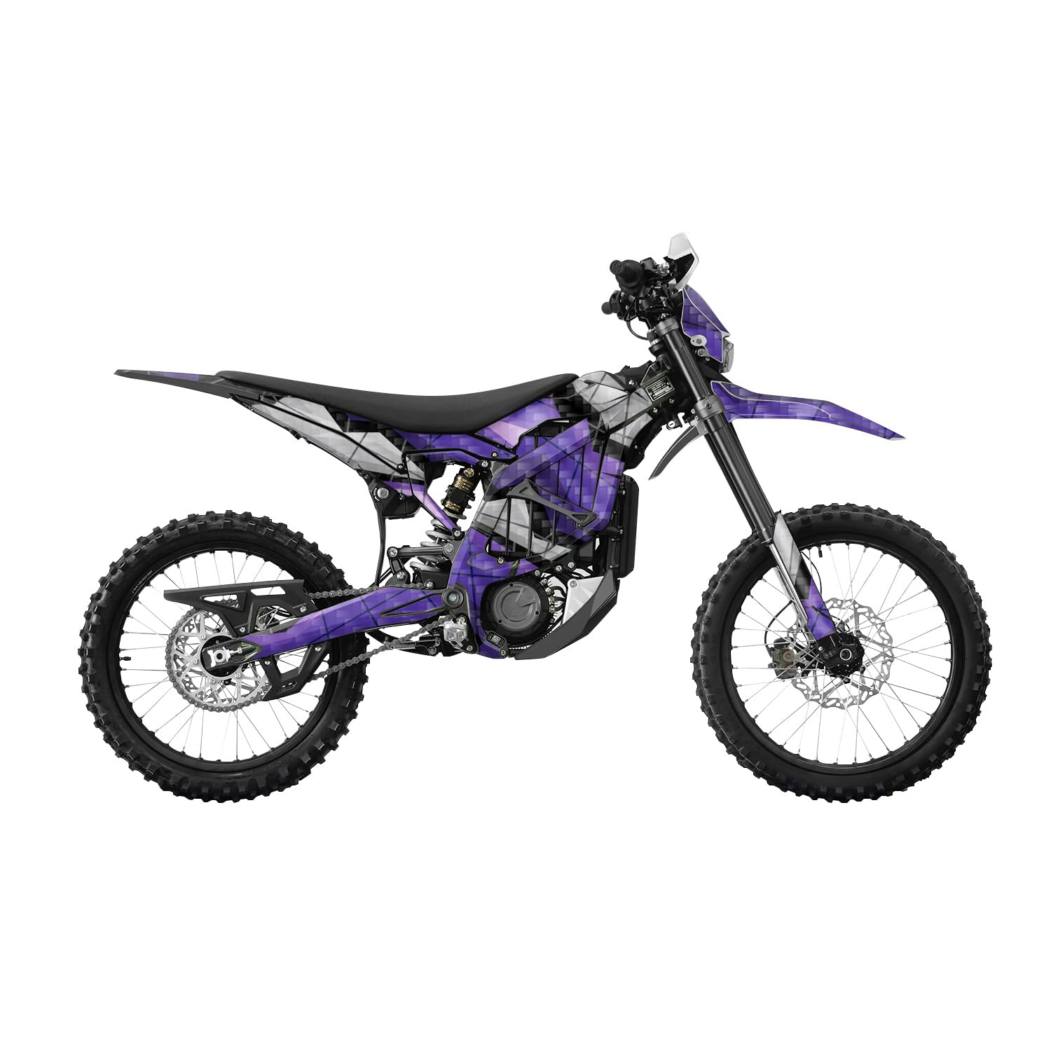 Carbon Fiber Surron Ultra Bee Graphics Kit Wrap - Polygon Grunge Purple - Sur-Ron Skin - Premium 3M Vinyl Protective Wrap Decal Cover - Easy to Apply | Crafted in The USA by MightySkins
