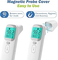 Vista 7 de ELERA - Termómetro para adultos y niños, sin contacto, infrarrojo, para frente y oído, termómetro digital con lectura instantánea y precisa