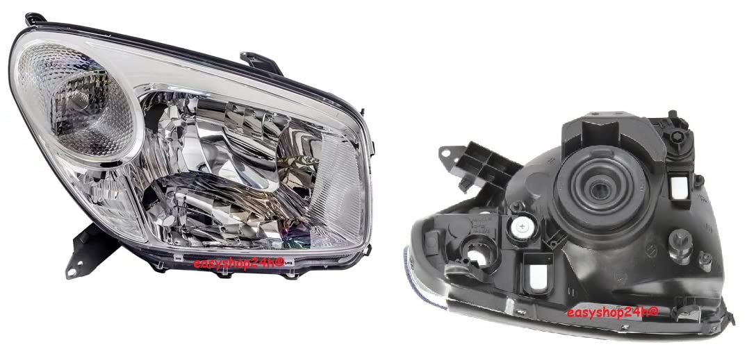 Set 2 Faro Fanale Proiettori Anteriori Destro e Sinistro Compatibili per Toy Rav4 Rav 4 Ry 2003-2005 Alogeno H4 Predisposto Regolazione Elettrica