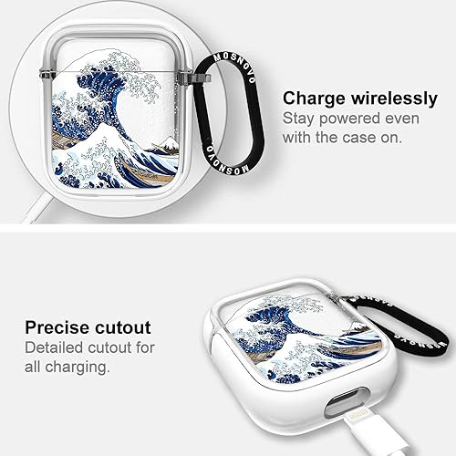 Miniatura 5 de MOSNOVO Funda para Airpods 1 y Airpods 2, Funda Protectora Transparente con Doble Capa de Metal Duro y Elegante Anillo de Metal Diseñada para