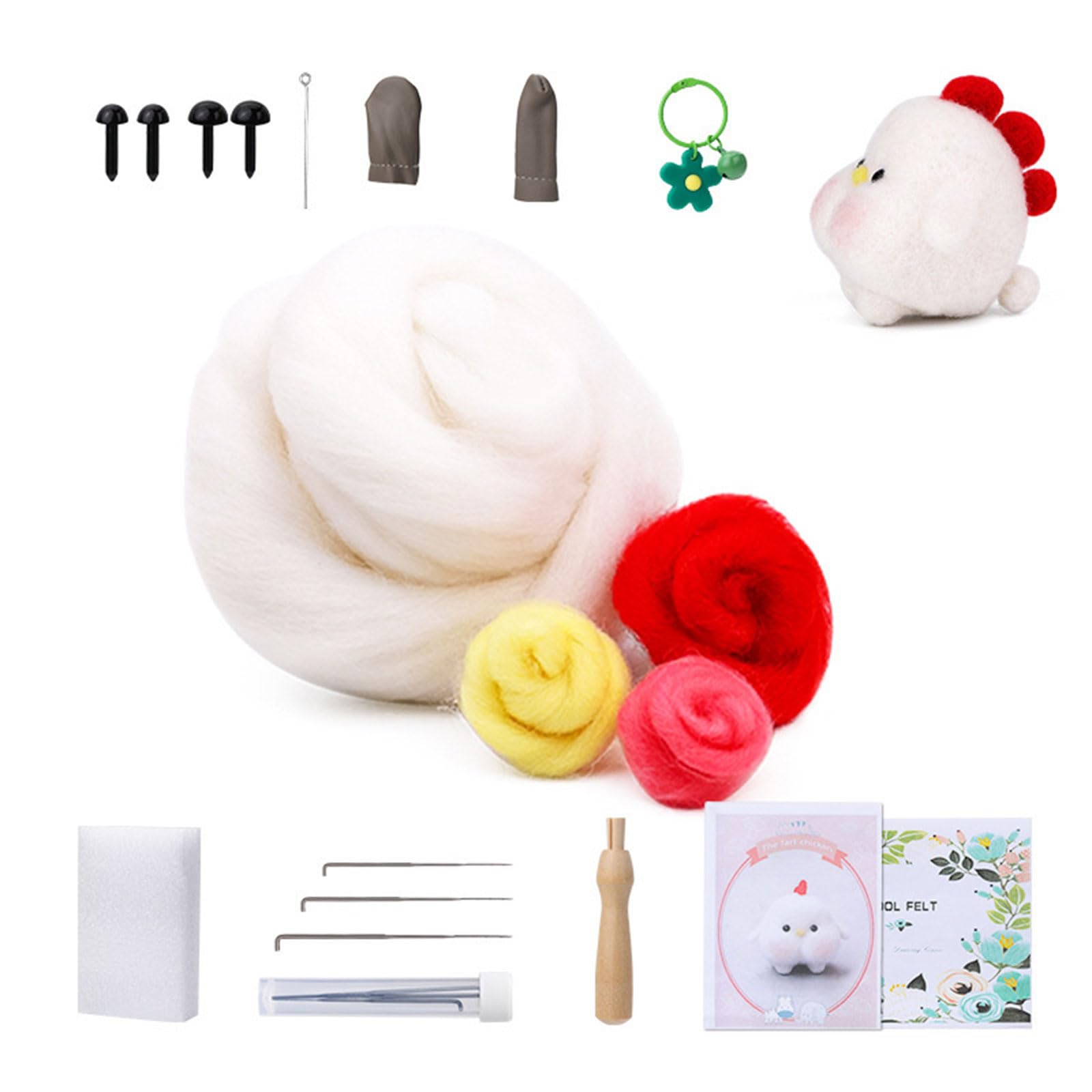 Jazuaiao D Needle Felting Supply With Instruction Wool Roving An Woo Handle Beginner Wool Felting Set For Adult Children Felt Tool